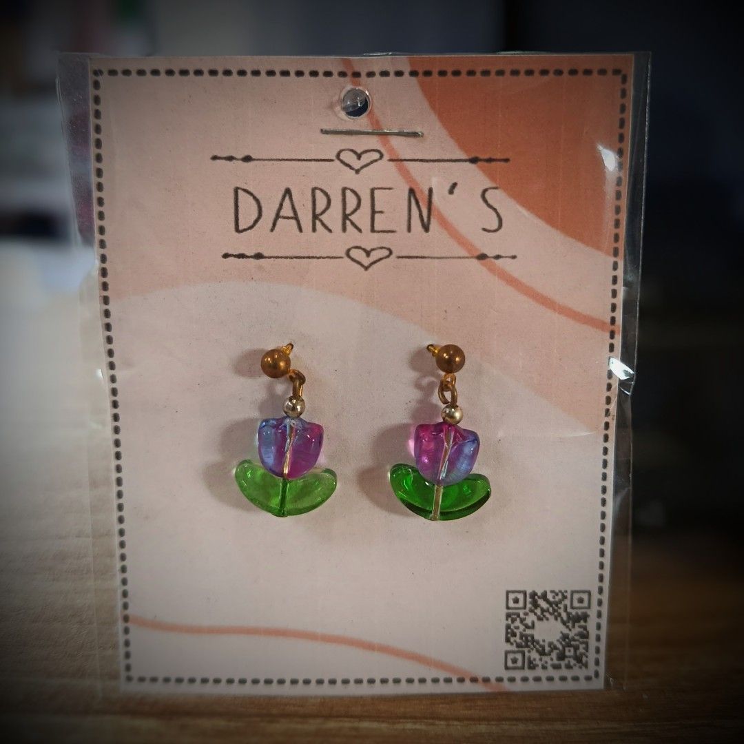 HANDMADE POLYMER CLAY, RESIN, BEADS EARRINGS (Category: Earrings) located in San Pedro. Submitted by abieboink (Listing ID 1469442836, Image 2). Description: - Brand: Darren's - Material: Handmade polymer clay with gold-toned hooks - Design: Adorable mini cupcakes with chocolate drizzle, red cherry detail, and purple liners, flowers, bows, bear, glow in the dark dice, - Condition: Brand new in original packaging - Perfect for daily wear, gifts, o