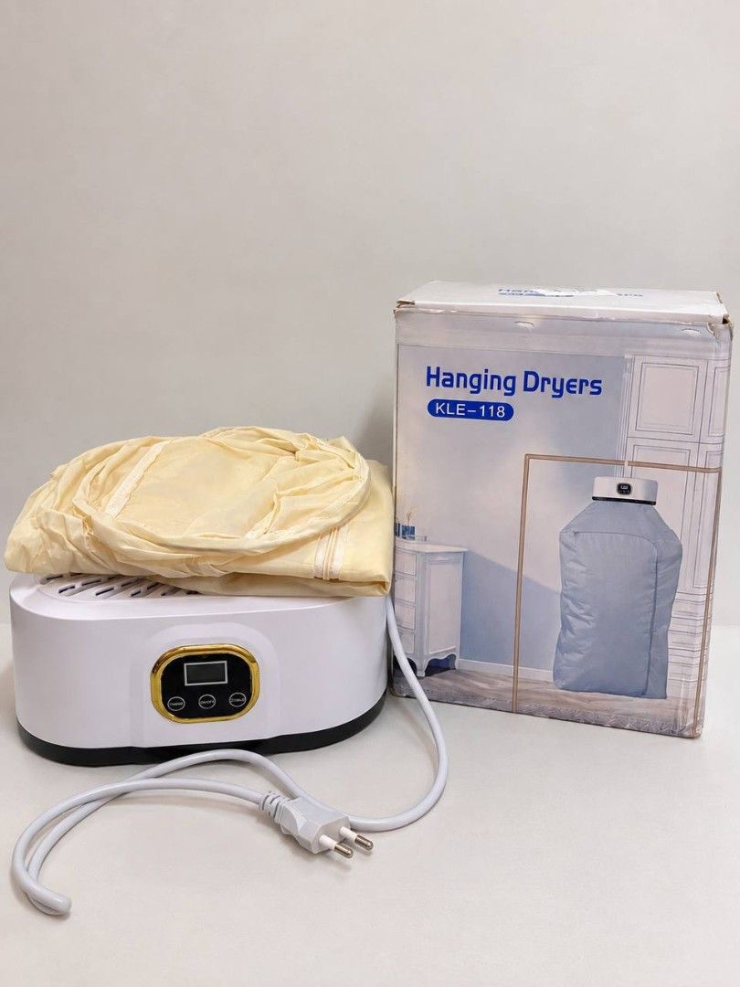 Hanging Dryers Portable Clothes Dryer (Category: Clothes Drying Rack) located in Cebu City. Submitted by micaverzosa30 (Listing ID 1469532178, Image 1). Description: - Model: KLE-118 Portable Hanging Clothes Dryer - Color: White motorized base with digital control panel - Perfect for indoor use, apartments, or small spaces - Compact and easy to set up or store away - Includes fabric drying bag and original box - Condition: Working and complete se