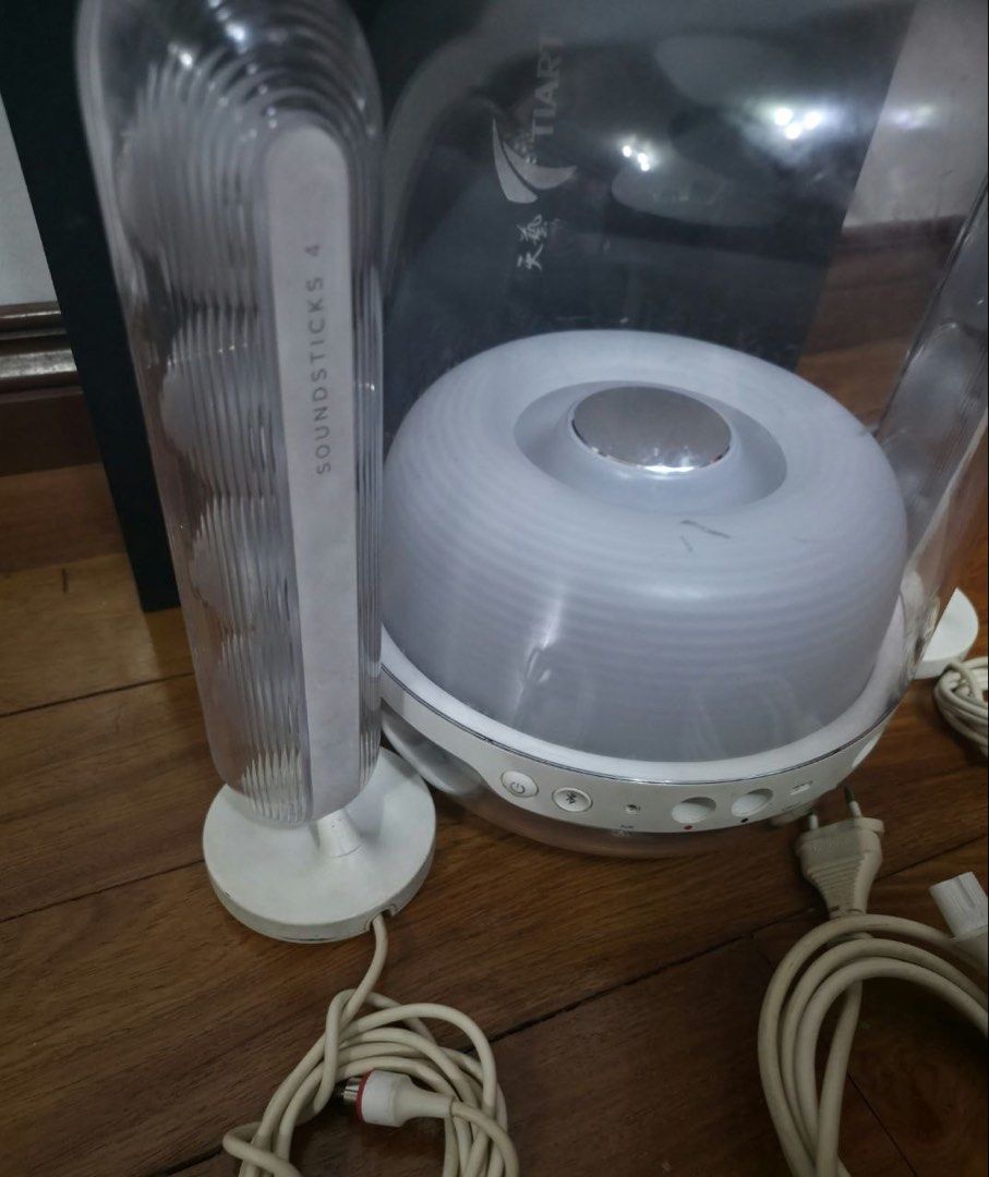 Harman Kardon SoundSticks 4 Speaker System (Category: Soundbars, Speakers & Amplifiers) located in Manila. Submitted by moonlightparis77 (Listing ID 1469538442, Image 2). Description: - Authentic Harman Kardon SoundSticks 4 wireless speaker system - Tested and 100% working properly with great sound quality - Iconic transparent dome subwoofer and two satellite speakers with clear acrylic casing - Bluetooth enabled for easy wireless streaming - Inc