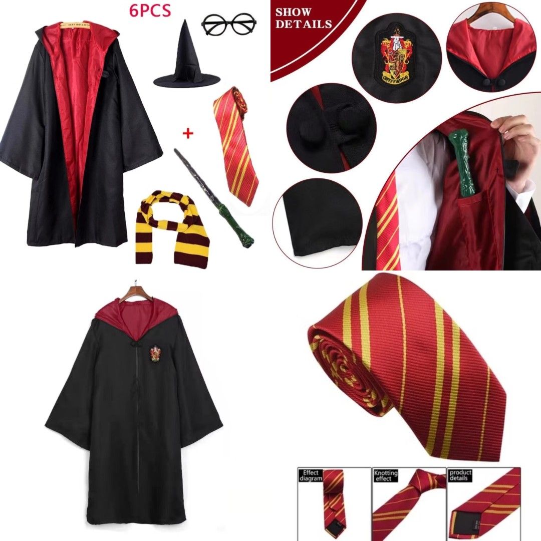 Harry potter costume take all set (Category: Babies & Kids Fashion) located in Las Pinas. Submitted by assortedkidzstuffs (Listing ID 1469538887, Image 1). Description: for sizing details pls check the posted size chart, size 155 po. high quality like new complete set already (lahat po ng nasa photo).