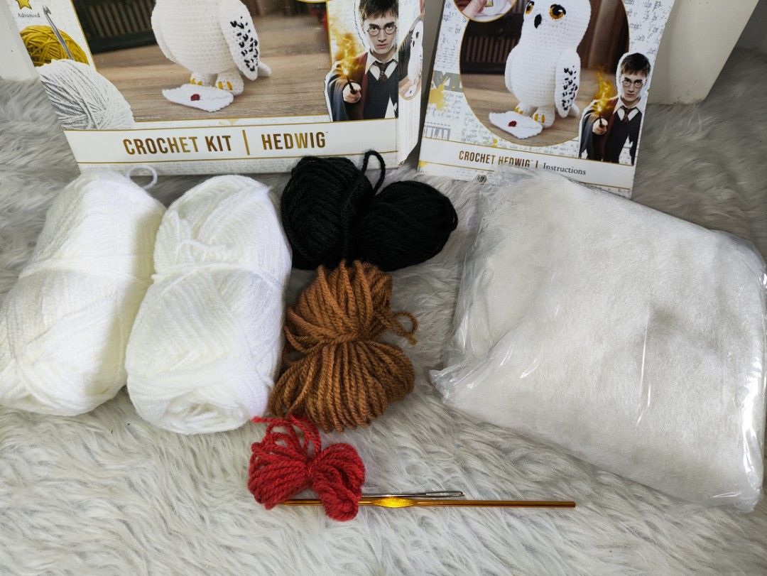 Harry Potter Crochet Kit Hedwig Wizarding World Craft Set (Category: Handmade Craft) located in Cavite. Submitted by tinetaclesss (Listing ID 1469549443, Image 3). Description: - Brand new and unopened Wizarding World Harry Potter Hedwig crochet kit - Includes easy-to-follow instruction booklet - Complete materials: white, brown, black, and red yarn, plus stuffing - Tools included: crochet hook and yarn needle - Ideal DIY project for Harry Potter