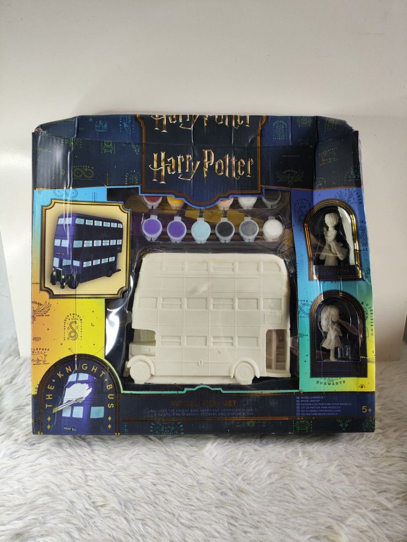Harry Potter The Knight Bus Model Paint Set (Category: Gundam & Model Kits) located in Cavite. Submitted by tinetaclesss (Listing ID 1469549309, Image 1). Description: - Brand new and unopened Harry Potter model paint set in original packaging - Includes 1 Knight Bus model - Includes Harry Potter and Hermione Granger figures - Comes complete with 12 paints and 1 paintbrush - Includes decorative stickers and a display scene - Perfect gift for fans