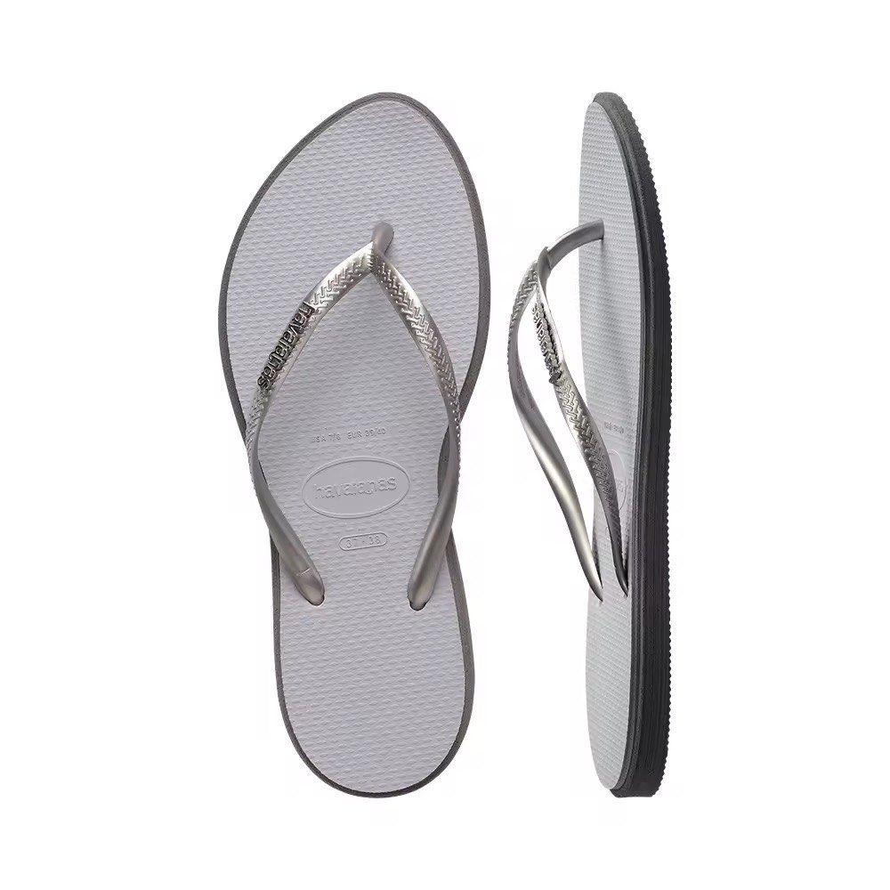 Havaianas Slim Flip-Flops Silver Size 35-36 (Category: Slippers and slides) located in Manila. Submitted by the.minishop (Listing ID 1469430866, Image 1). Description: - Brand: Havaianas - Color: Silver with metallic straps and black side trim - Size: 35-36 Brand new incorrect size bought .