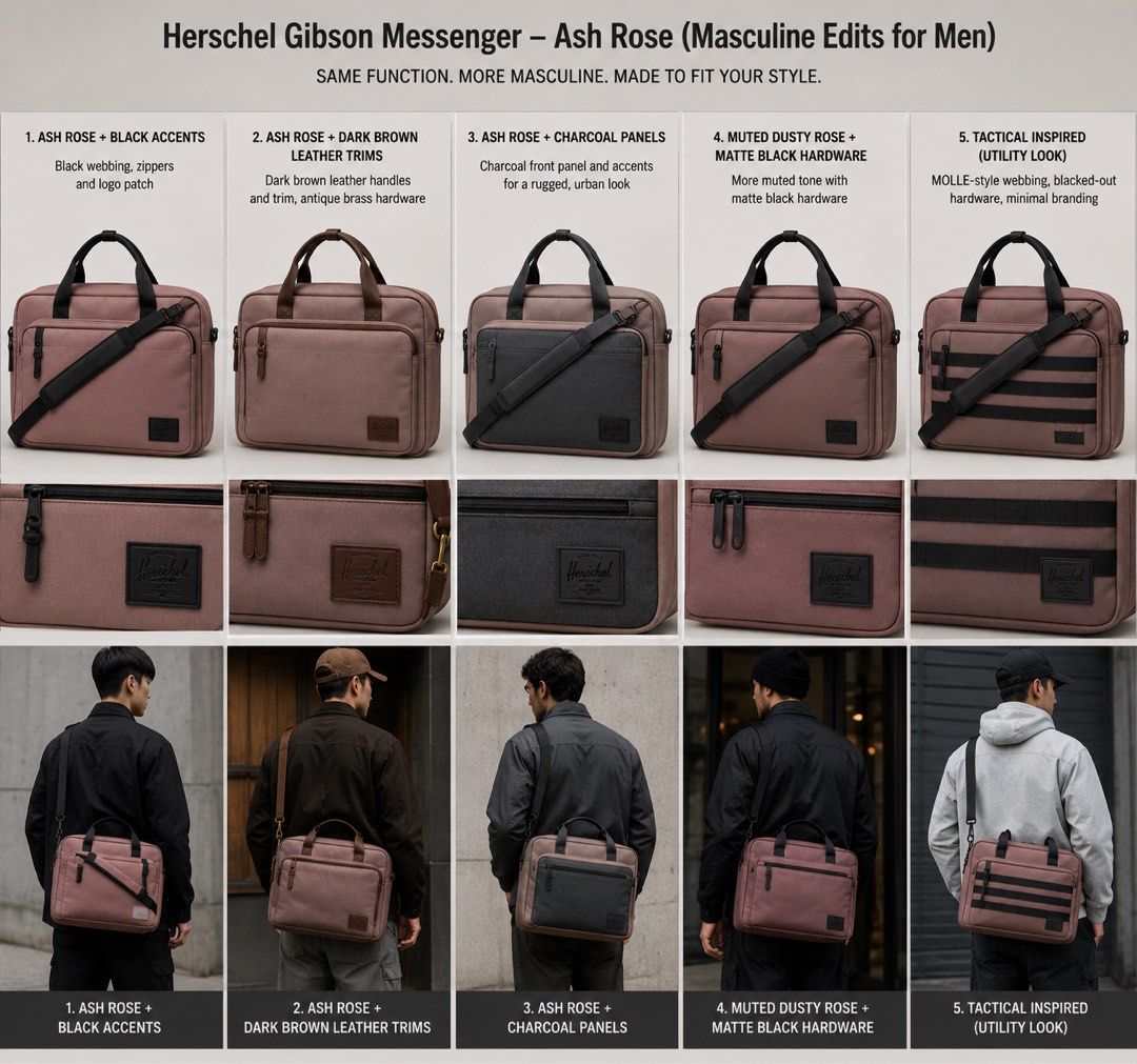 Herschel Tech Gibson (ash rose) (Category: Briefcases) located in Rizal. Submitted by popoy_23 (Listing ID 1469552402, Image 3). Description: - supposedly a project bag because the materials and compartments are great for EDC and tech. But need funds now :) - got the ash rose color as it's a subtle elegant rose color - added velcro patch but I can remove, inckuding black zipper pulls - this for: men or women that wants everyrhing in a compact bag