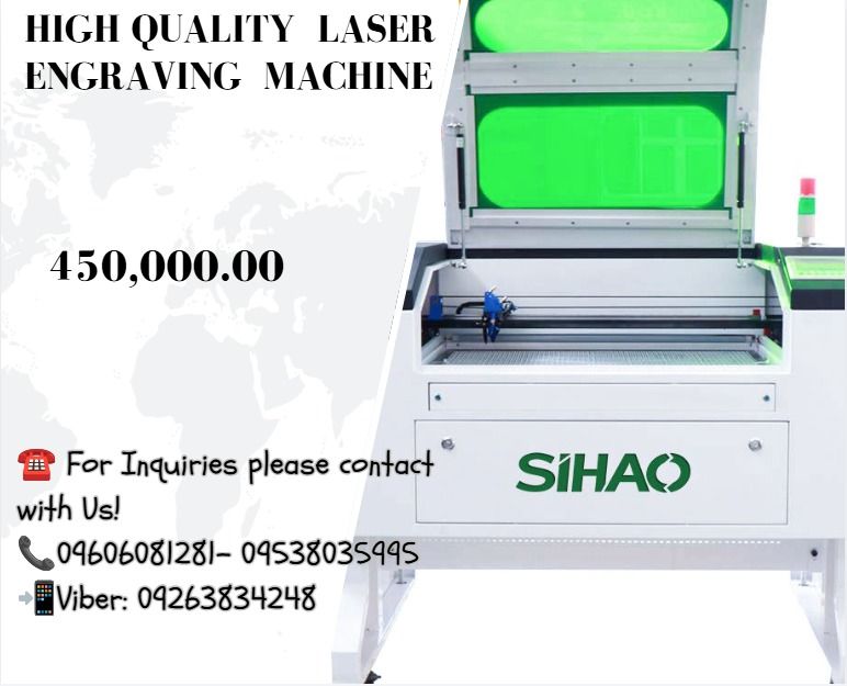 High Quality Laser Engraving machine (Category: Everything Else Others) located in Caloocan City. Submitted by truehawk_e87a47 (Listing ID 1469408876, Image 1). Description: 1.Laser power: 90W-100W 2.Working area: 500*700MM 3.Workbench style: Cellular and Knife Platforms 4.Laser cooling mode: Self-developed built-in compressor circulating water cooling system (water temperature is required to be lower than 35 degrees Celsius) 5.Accessibility: Bui