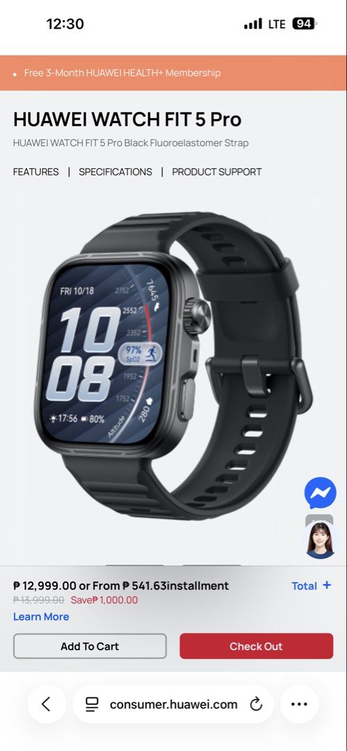 Huawei Watch Fit Pro 5 (Category: Men's Watches) located in Iloilo. Submitted by milslee (Listing ID 1469438274, Image 1). Description: .