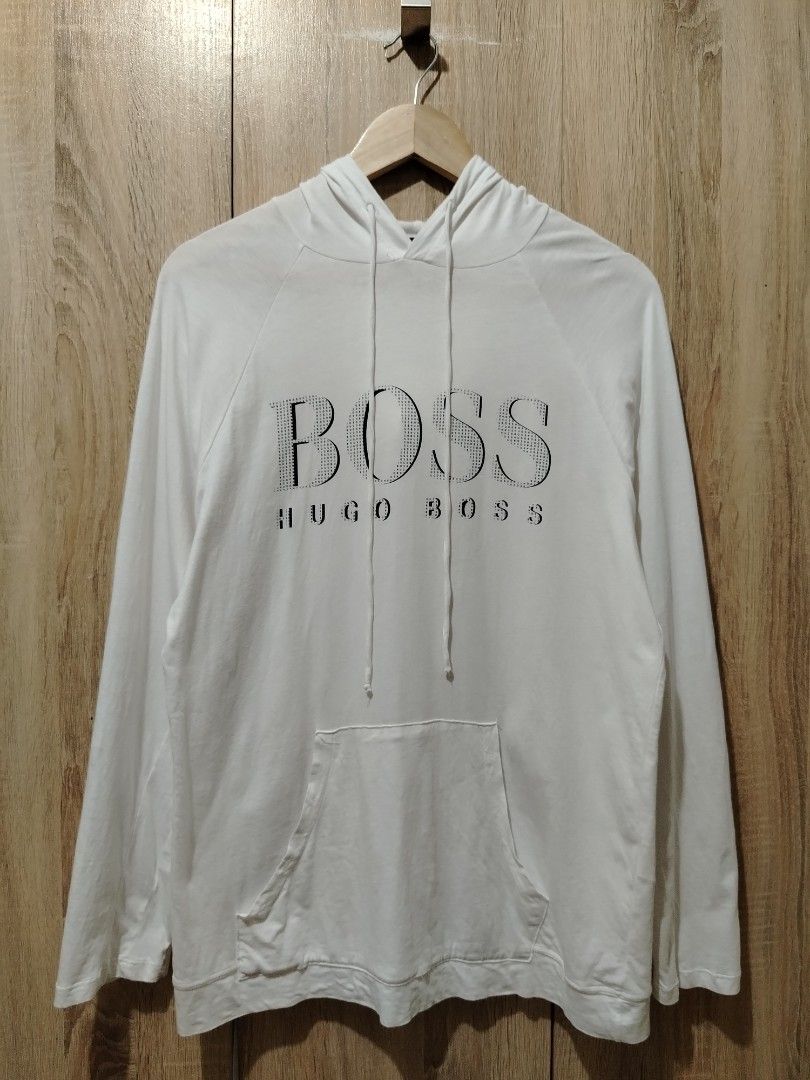 Hugo Boss White Hoodie (Category: Hoodies) located in Plaridel. Submitted by orfdnix (Listing ID 1469521753, Image 1). Description: *HUGO BOSS lightweight pullover hoodie best fit to LARGE 21 x 27.5 Almost new Loc: bulacan.
