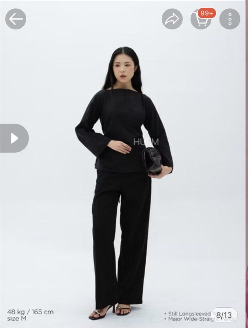 HULM Black Longsleeved Top (Category: Longsleeves) located in La Trinidad. Submitted by ezraaaa29 (Listing ID 1469429312, Image 2). Description: - Brand: HULM -first pics are from the shop hulm, pls swipe for the actual pic -from an overseas Indonesian shop. -Bought for 400 - once used only - Color: Black -material: cotton (according to the shop) - Style: Long-sleeved basic top - Neckline: Boat neck - Details: Subtle flare sleeves and self-tie wa