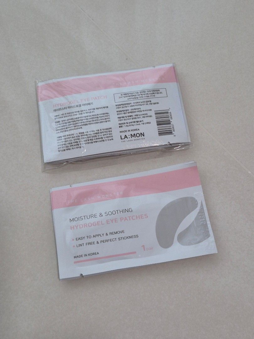 Hydrogel Eye Patch (Category: Face Care) located in Singapore. Submitted by ber30 (Listing ID 1469475505, Image 1). Description: - Brand: The Lash Monster (Made in Korea) - Features: Lint-free, easy to apply, and perfect stickiness for performing lash lift or extension - 12 pairs - Exp: 2026.12.15 Clearing many lash lift products and tools as I have stopped doing my lash lift biz. Do take a look at my other listings!.