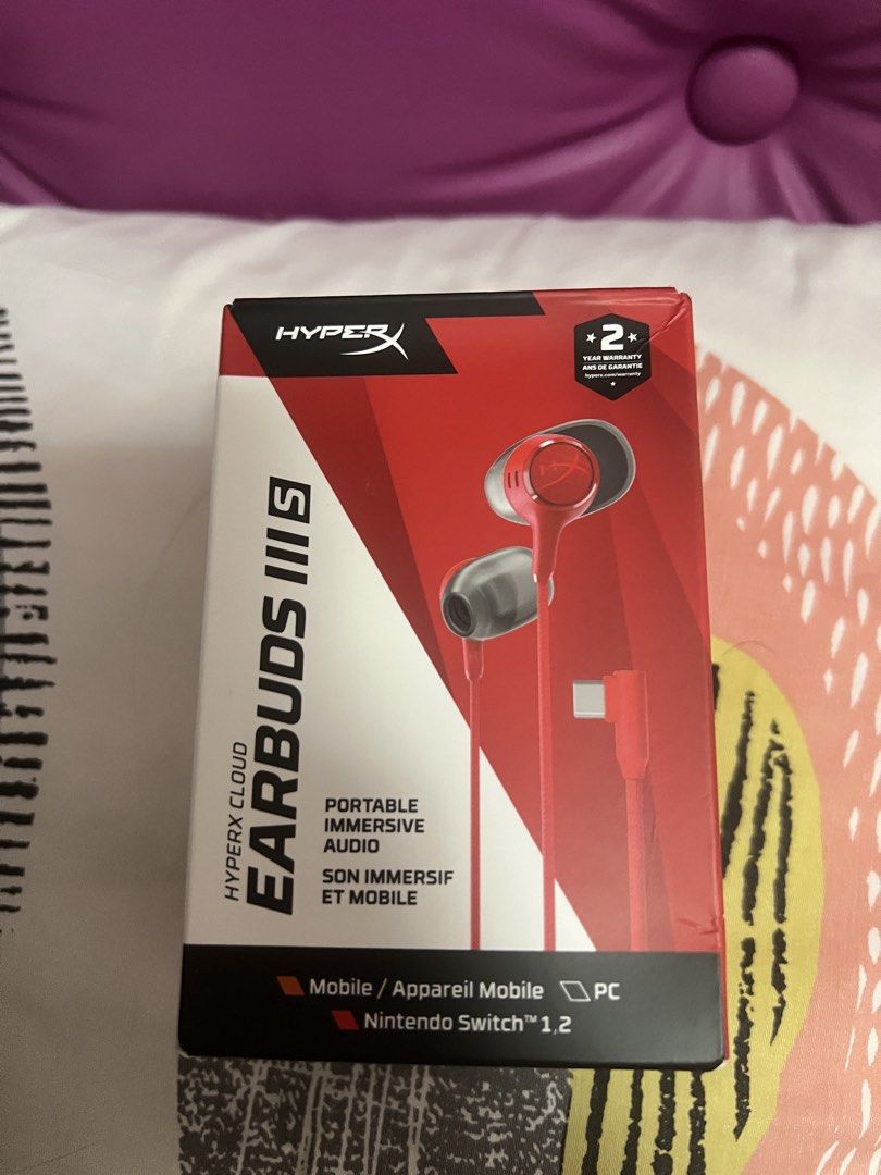 HyperX Cloud Earbuds III S Gaming Earbuds (Category: Headphones & Headsets) located in Paranaque City. Submitted by juliadc (Listing ID 1469557684, Image 1). Description: HyperX Cloud Earbuds III S (Red) Earbuds compatible with Mobile, PC, and Nintendo Switch bought from Datablitz RFS: I will stick to my cloud 3 headphones. I only tested the item. Inclusions: - Extender which is USB C to Type-A. - Hard carrying case and extra silicone ear tips st