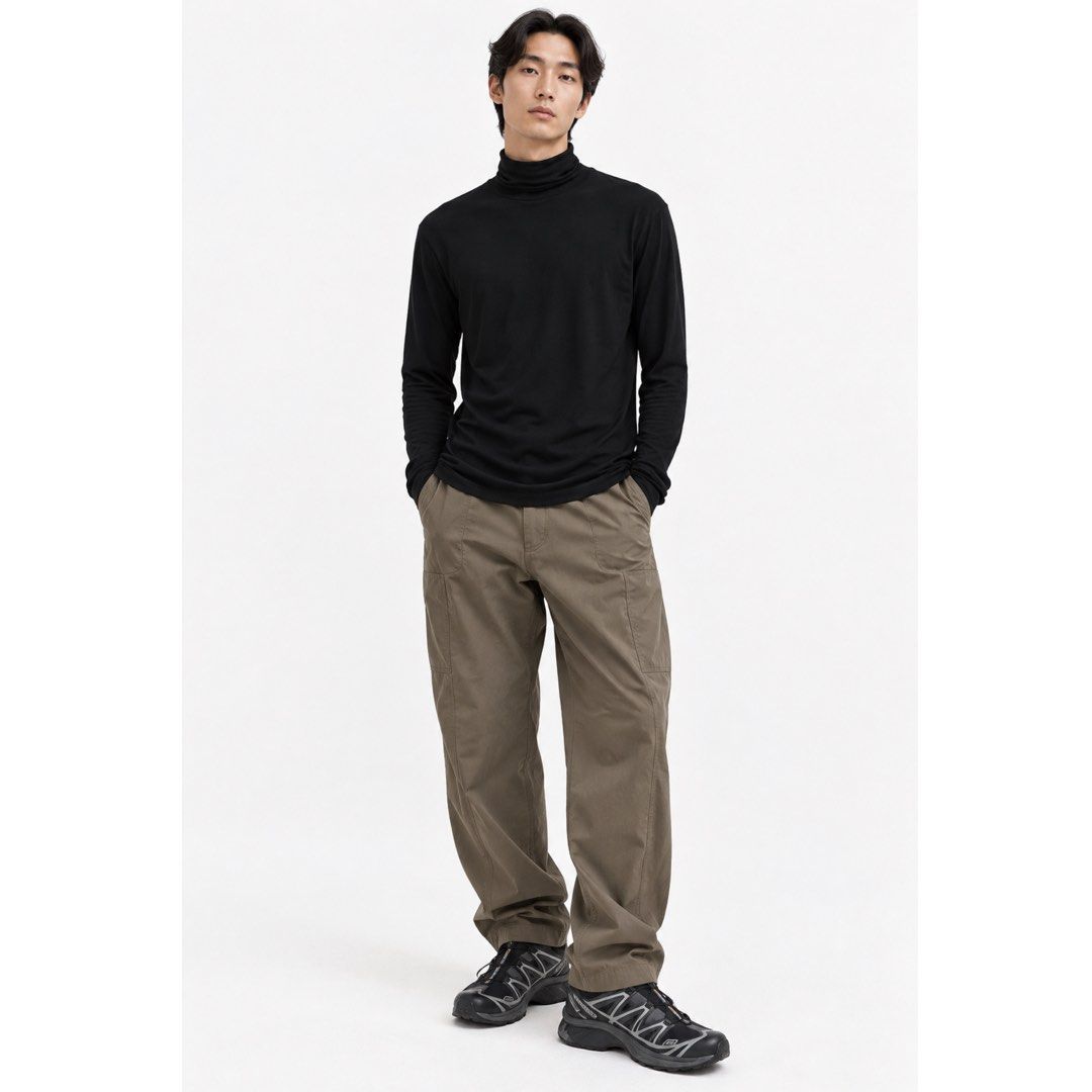iHEAT Men’s Black Turtleneck Long Sleeve | Medium (Category: Tshirts & Polo Shirts ) located in San Jose del Monte. Submitted by vanessabarredo (Listing ID 1469443248, Image 2). Description: Condition: EXCELLENT– • Crisp, deep black color • Minimal himulmol around the neckline • Soft, stretchable fabric • Classic turtleneck design • Lightweight and comfortable for layering Measurements (laid flat): • Width: 18” • Length: 28” • Best Fits: Medium P