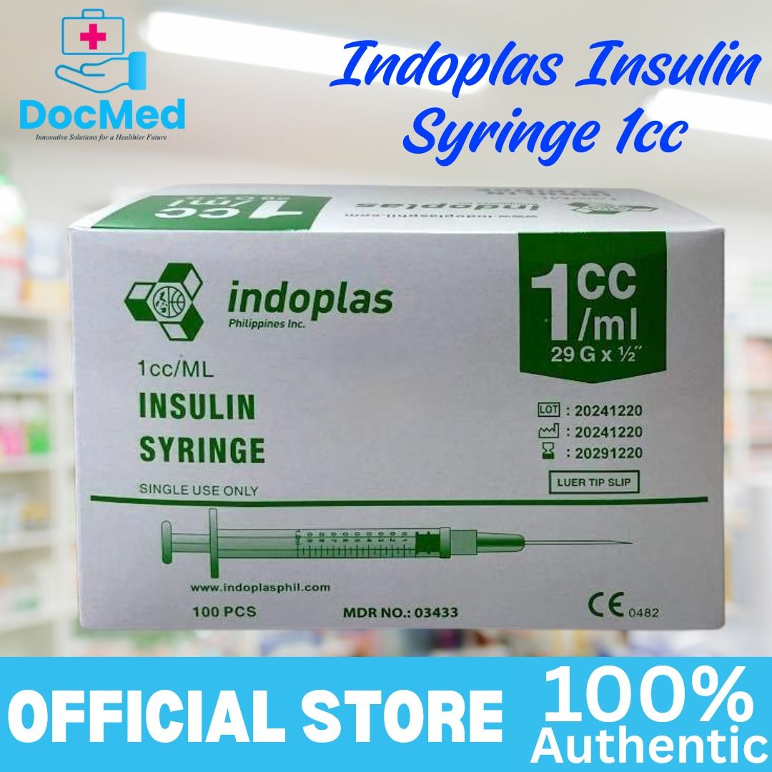 INDOPLAS INSULIN SYRINGE 1ML 100 PCS PER BOX (Category: Medical Supplies & Tools) located in Quezon City. Submitted by zee_010200 (Listing ID 1469434555, Image 1). Description: .
