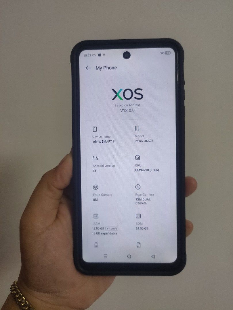 Infinix Smart 8 (Category: Android Others) located in Agno. Submitted by lynasonlineshop (Listing ID 1469531086, Image 1). Description: Dents lang issue all goods pa 3/64gb.