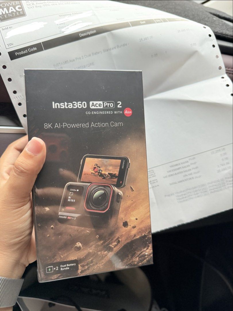 Insta360 Ace Pro 2 Dual Battery Standard Bundle (Category: Cameras) located in Imus. Submitted by misyeeel12 (Listing ID 1469484366, Image 1). Description: - Item: Insta360 Ace Pro 2 Dual Battery Standard Bundle - Color: Black - Condition: Brand new, factory sealed in original plastic wrapping, unopened box - Included in box: Action camera, wind guard, 2 batteries, standard mount, mic cap, USB-C cable, and quick start guide - Warranty/Proof of Pu