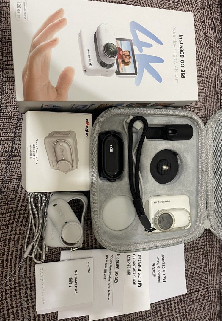 Insta360 go 3s 128gb (Category: Cameras) located in Marikina City. Submitted by jynnyj (Listing ID 1469456644, Image 1). Description: INSTA360 GO 3S 128GB RFS: UPGRADE TO GO ULTRA NEGOTIABLE FOR FAST TRANSACTIONS * Original box * Complete original accessories * Original charging cable (never used) * Warranty card * Safety guidelines * Quick start guides * Hard carrying case * 2 protective cases * Extra tempered glass for the screen and lens.