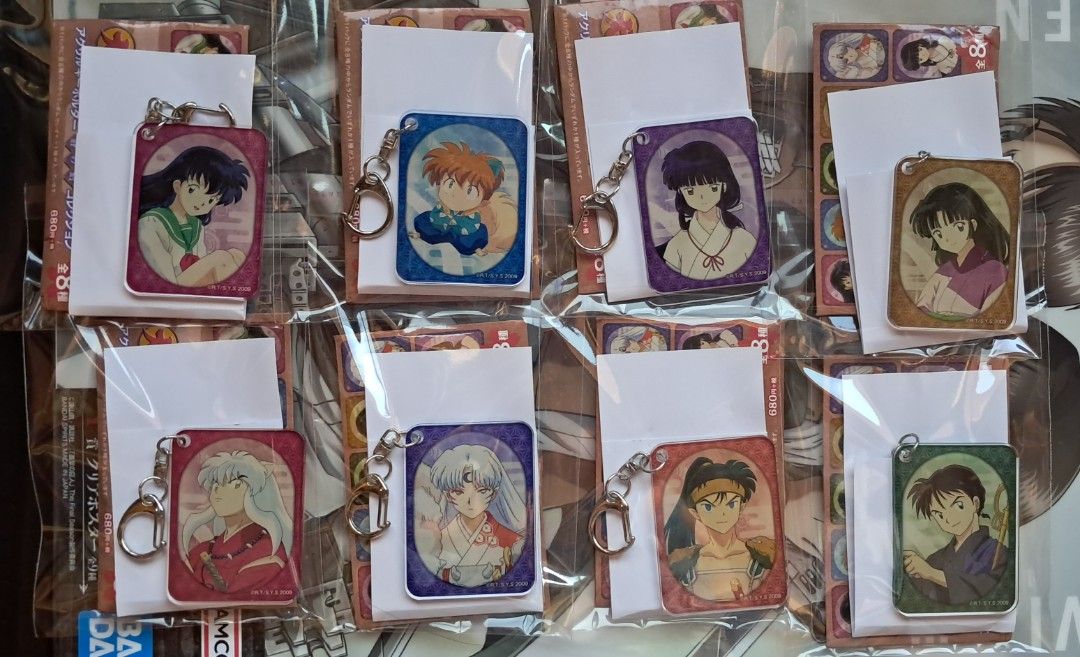 InuYasha Character Acrylic Keychains (Category: Character Goods) located in Baguio. Submitted by mooncollectibles_000a43 (Listing ID 1468964180, Image 2). Description: - official InuYasha acrylic keychains - Characters include Kagome, Sesshomaru, Miroku, Shippo, Sango, and Kohaku - Made with thick acrylic, clear prints, and stylish patterned borders - Equipped with sturdy metal keyring and clasp for daily use - Features original 2009 copyright st