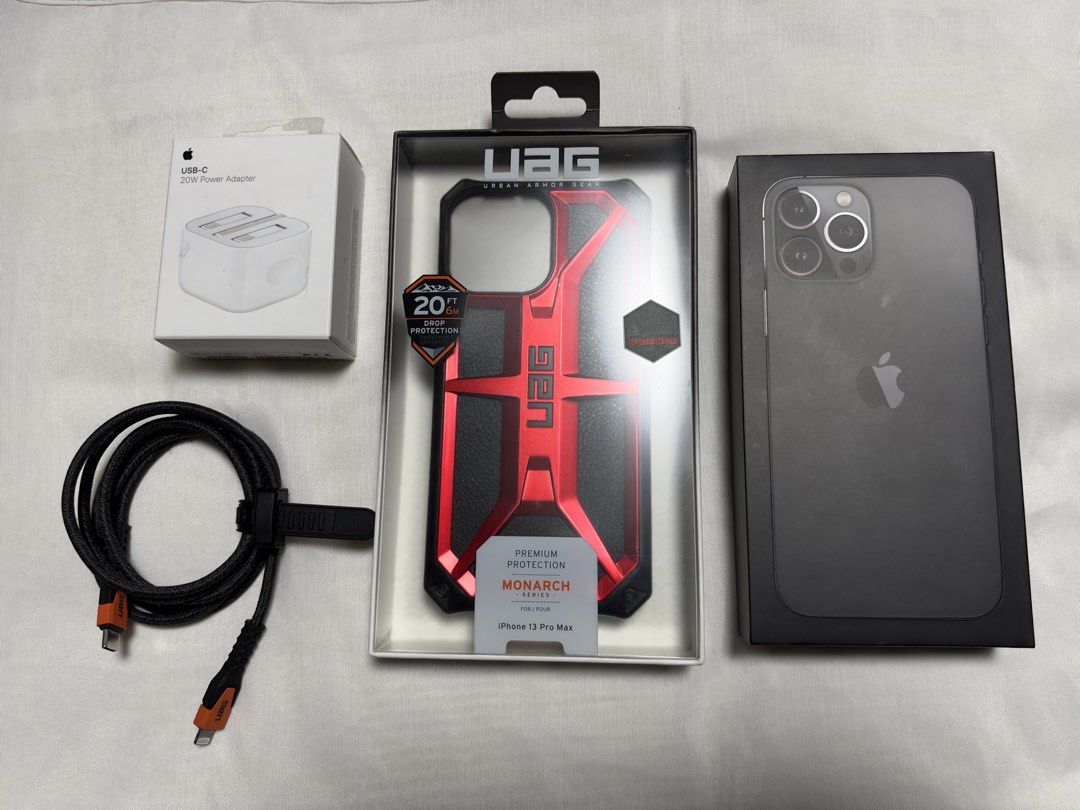 iPhone 13 Pro Max 256gb (Category: iPhone 13 Series) located in Manila. Submitted by animortem13 (Listing ID 1469496687, Image 2). Description: iPhone 13 Pro Max 256gb Graphite used like new With original box Comes with free: - Apple USB-C 20W power Adapter (worth 1k) - UAG Monarch Series Case (worth 3k) - UAG Kevlar Core USB-C to lighting Power Cable (worth 2500) Slightly negotiable Meet up Ayala Feliz, Robinsons metro east, Sta Lucia or SM Mari