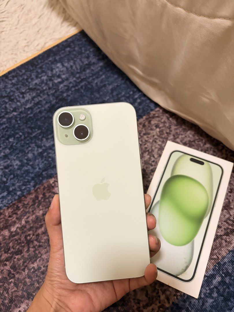 iPhone 15 Plus (Category: iPhone 15 Series) located in Manila. Submitted by dayne.conde (Listing ID 1469418664, Image 2). Description: Model: iPhone 15 Plus iOS version: 26.6.1 Color: Sage Green Storage Capacity: 128gb Battery Health: 87% Years Used: 2 years only Not abused and never used for mobile games. Only social media and messaging. No dents and damages. RFS: Upgrade.