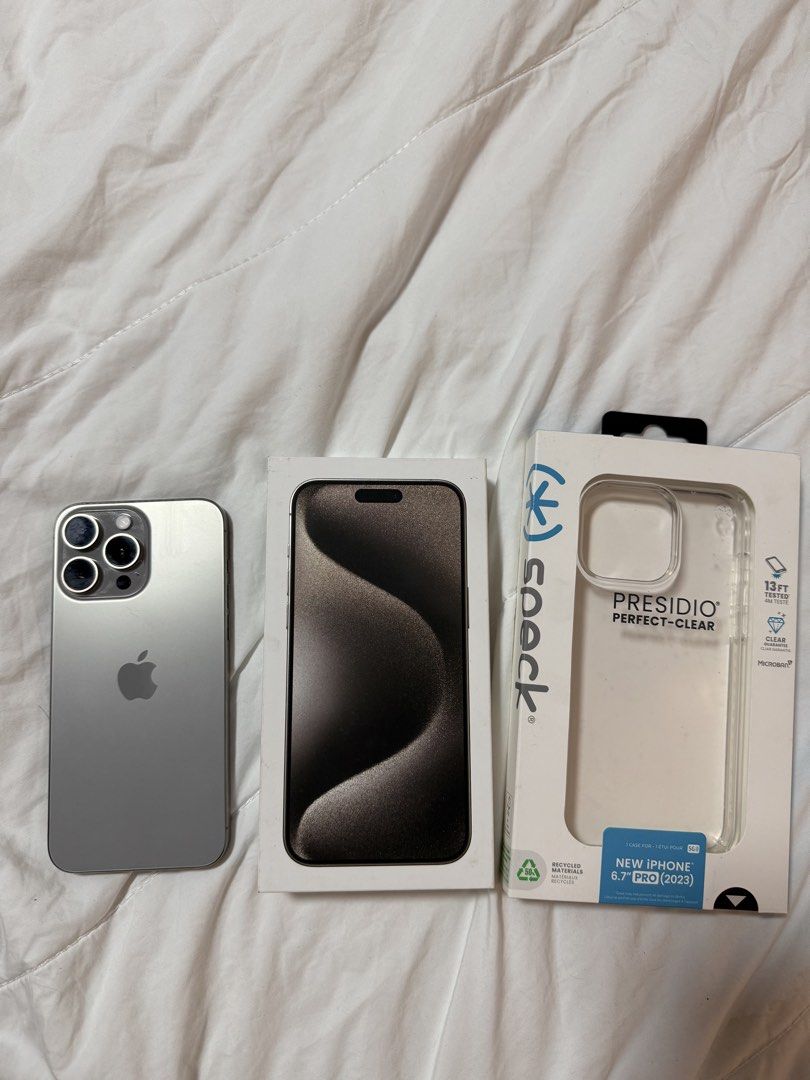 iPhone 15 Pro Max 256GB (Category: iPhone 15 Series) located in Cavite. Submitted by muffysiamese (Listing ID 1469456047, Image 1). Description: 📱 FOR SALE: iPhone 15 Pro Max 256GB🍎 35k final price. Further haggle/last price inquiry will not be entertained 😅 No swap. For sale only. ✨ 100% SMOOTH CONDITION — NO ISSUES! ✨ Selling my Apple iPhone 15 Pro Max, locally purchased in the Philippines 🇵🇭 FREE BRAND NEW ORIGINAL SPECK PRESIDIO CASE ✅ F