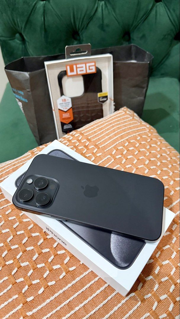 IPHONE 15 pro max 512gb (Category: iPhone 15 Series) located in Hagunoy. Submitted by amows (Listing ID 1469503637, Image 2). Description: For Sale iPhone 15 Pro Max Black Titanium • Factory Unlock • NTC Approved • 512GB • 82% Battery Health • No issues • Bought bnew • No history of repair or major drops • Inclusions : - Unit - Original Box - Original Cord - Original UAG metropolis kevlar case 41k nego Rfs: upgraded.