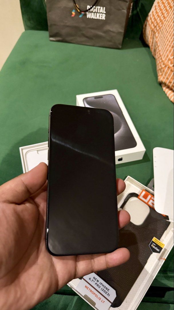 IPHONE 15 pro max 512gb (Category: iPhone 15 Series) located in Hagunoy. Submitted by amows (Listing ID 1469503637, Image 1). Description: For Sale iPhone 15 Pro Max Black Titanium • Factory Unlock • NTC Approved • 512GB • 82% Battery Health • No issues • Bought bnew • No history of repair or major drops • Inclusions : - Unit - Original Box - Original Cord - Original UAG metropolis kevlar case 41k nego Rfs: upgraded.