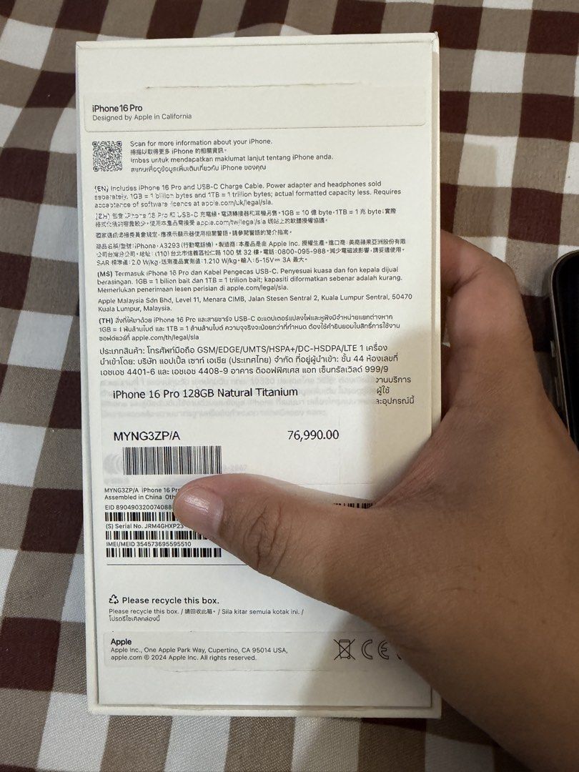 iPhone 16 Pro 128GB in Natural Titanium (Category: iPhone 16 Series) located in Silang. Submitted by prelovedbyhannah19 (Listing ID 1469447366, Image 3). Description: Storage: 128GB Batt health: 92% Cycle count: 414 RFS: Upgrade Location: Silang, Cavite COMPLETE INCLUSIONS.