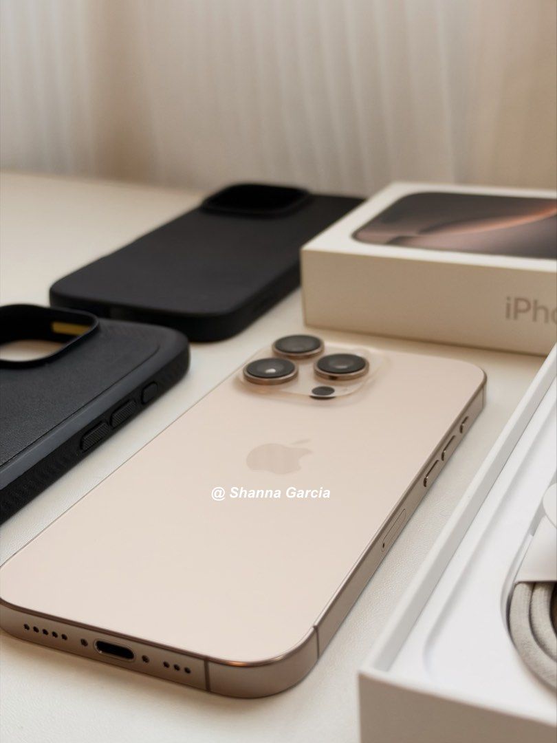 Iphone 16 Pro - 256gb (Category: iPhone 16 Series) located in Paranaque City. Submitted by shannabee (Listing ID 1469421907, Image 3). Description: For Sale Iphone 16 Pro smart lock 256gb / Dessert Titanium Battery Health: 90% Birthday: May 2025 (1 yr and 5months) Complete Inclusions: Box Charger (w/o adapter ofc) sim pin With 2 spigens case No issue, makinis, lady owned. RFS: may bago ng phone Selling for: 40,000.