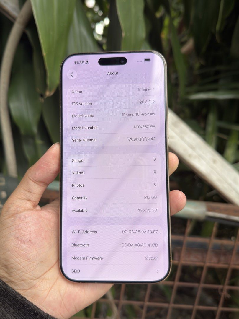 Iphone 16 Pro Max 512GB For Sale!! (Category: iPhone 16 Series) located in Manila. Submitted by grandeurtan028 (Listing ID 1469531082, Image 3). Description: Hello, I'm Selling an Iphone 16 Pro Max in Pristine Condition. Also open to swap to lower unit add cash. Price: 47,999 Here are the details of the Phone: -Desert Titanium -512GB -Updated to IOS 26 -Factory Unlocked (Any sim will do) -Local Variant -No any issues -89% Battery Health -690 Cycl