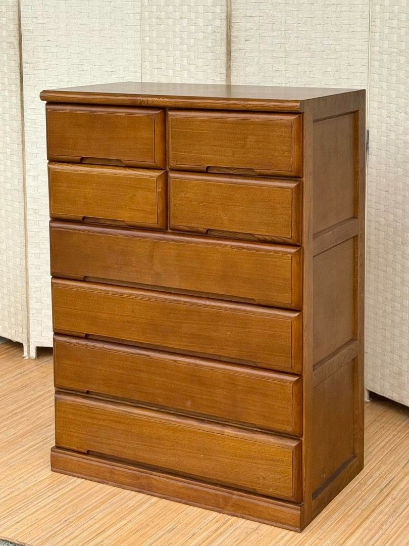 JAPAN SURPLUS SOLID WOOD CHEST DRAWER IN GOOD CONDITION (Category: Shelves, Cabinets & Racks) located in Manila. Submitted by adrian_ocean (Listing ID 1469521814, Image 2). Description: JAPAN SURPLUS SOLID WOOD CHEST DRAWER IN GOOD CONDITION SIZE: 43.5H x 31L x 17.5W inches.