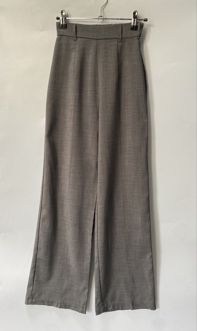 Japan wide leg trousers extra small (Category: Other Bottoms) located in Makati City. Submitted by indaysukaycloset (Listing ID 1469462346, Image 1). Description: JAPAN Wide Leg Trousers - Waist 22 x Length 39 - Gray - Size S - Tall / Office Pants DETAILS: Brand: Japan (adapt retailing) - Original Japan Market - Size S Size: Waist 22" (11 flat, garterized back up to 25"), Length 39" - EXTRA LONG Fits: Women's XS (22-25waist) - Petite waist, Tall 