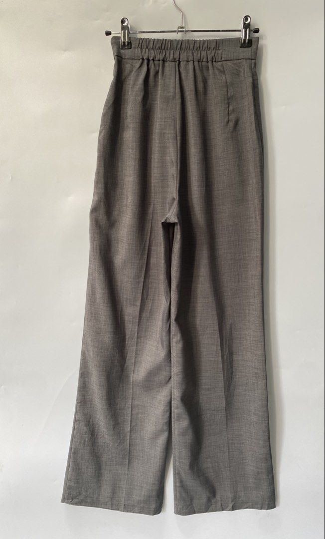 Japan wide leg trousers extra small (Category: Other Bottoms) located in Makati City. Submitted by indaysukaycloset (Listing ID 1469462346, Image 3). Description: JAPAN Wide Leg Trousers - Waist 22 x Length 39 - Gray - Size S - Tall / Office Pants DETAILS: Brand: Japan (adapt retailing) - Original Japan Market - Size S Size: Waist 22" (11 flat, garterized back up to 25"), Length 39" - EXTRA LONG Fits: Women's XS (22-25waist) - Petite waist, Tall 