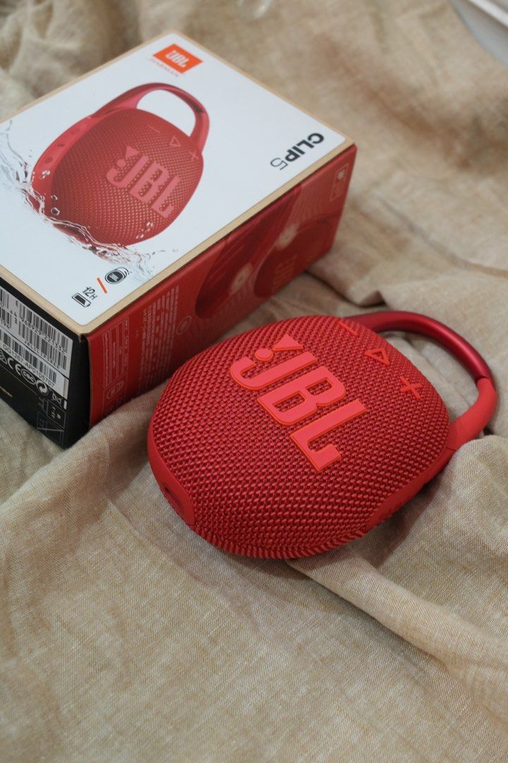 JBL Clip 5 Portable Bluetooth Speaker Red (Category: Soundbars, Speakers & Amplifiers) located in Manila. Submitted by shopforless93 (Listing ID 1469473357, Image 2). Description: JBL Clip 5 Portable Speaker Opened to test only In mint condition No issues Slightly negotiable Complete inclusions 1 x JBL Clip 5 1 x Type C USB cable 1 x Quick start guide 1 x Warranty Card/Safety sheet .