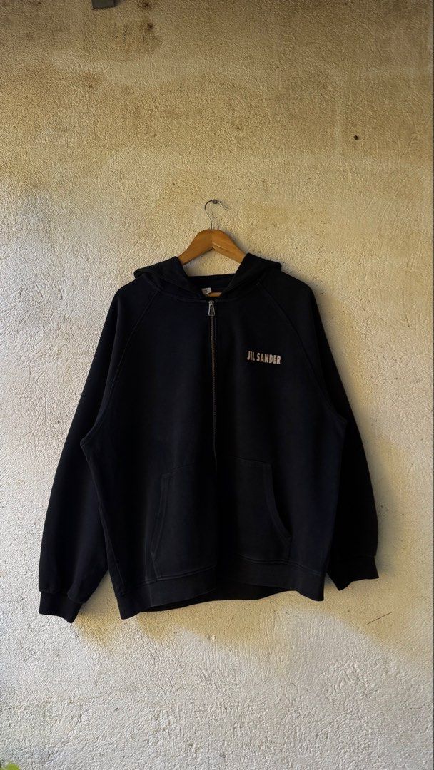 Jil Sander Zip Hoodie (Category: Coats, Jackets and Outerwear) located in Lipa City. Submitted by scrap.threads (Listing ID 1469459294, Image 1). Description: Item: Jil Sander Zip Hoodie Off lang pero the fit is 💯🤌 PSG 💯 Price: 650 Dimes: Width - 26 Length - 27 Issue: none Lipa City Ship via J&T (Shouldered by buyer) Payment via Gcash ***Notice*** Color may vary due to lighting. Payment first. Item/s are thrifted or used condition unless state