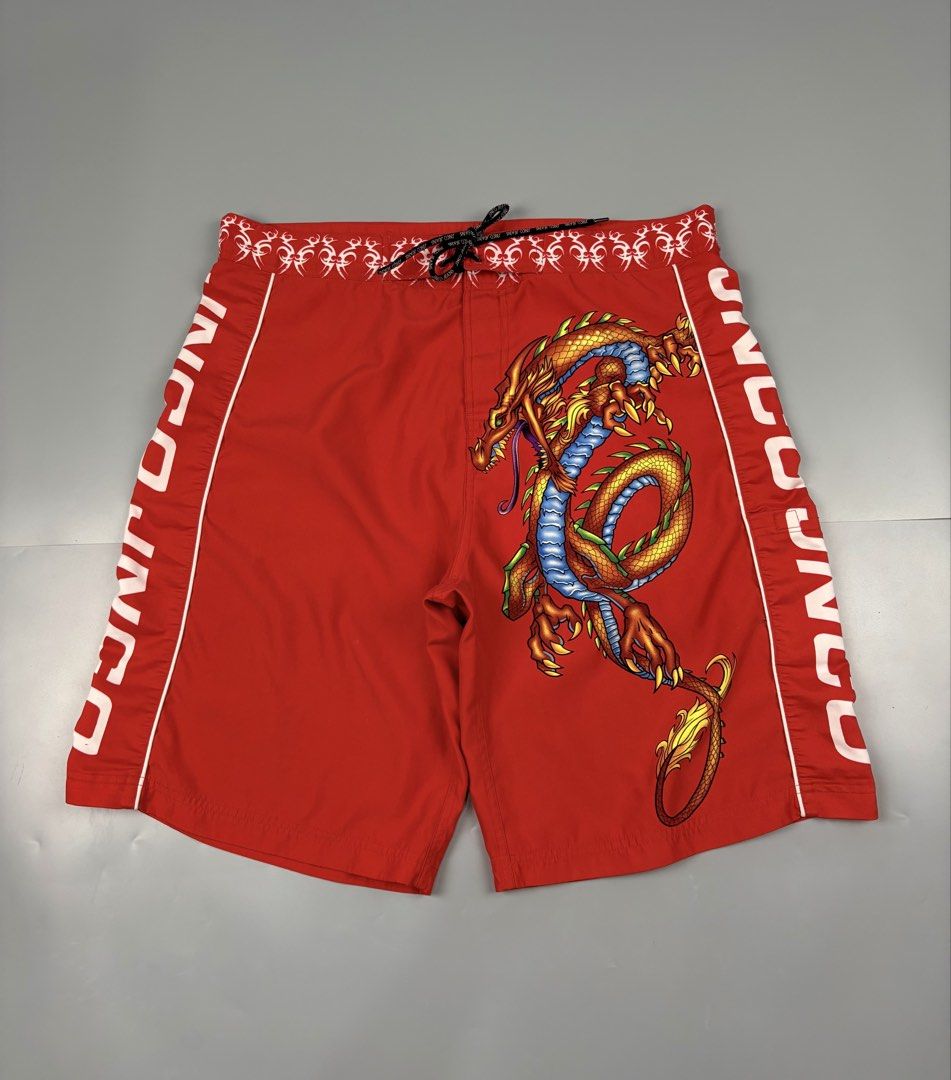 JNCO DRAGON (Category: Shorts) located in Manila. Submitted by _remyboyz (Listing ID 1469421556, Image 1). Description: JNCO dragon board shorts Measurement Size:36/22/13 Color rate:10/10 Condition:Excellent condition Flaw/Issue:None .