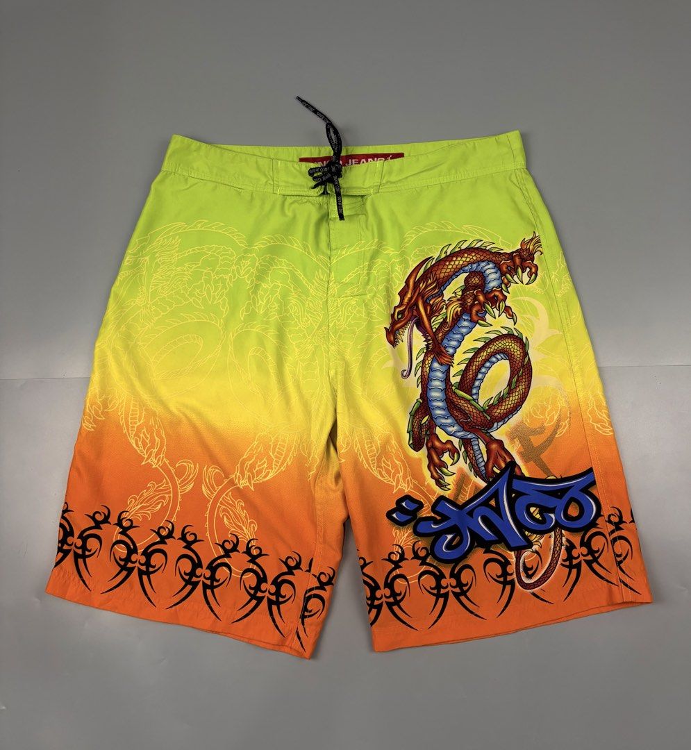 JNCO DRAGON (Category: Shorts) located in Manila. Submitted by _remyboyz (Listing ID 1469421804, Image 1). Description: JNCO dragon board shorts Measurement Size:34/22/12 Color rate:10/10 Condition:Excellent condition Flaw/Issue:None .