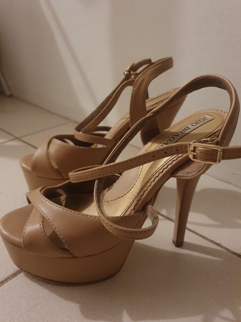 Jojo Bragais Nude Platform Heels Stilettos (Category: Heels) located in Manila. Submitted by dixiecrooz (Listing ID 1469551135, Image 1). Description: - Brand: Jojo Bragais - Style: Strappy platform heels with high stiletto - Details: Cross-strap toe design, ankle strap with buckle closure - Color: Versatile nude (matches everything!) - Condition: Excellent / Like new - Perfect for events, parties, or glam looks.