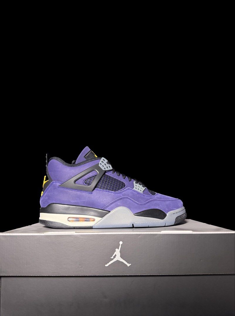 Jordan 4 'Lakers' (Category: Sneakers) located in Makati City. Submitted by royalkicks.mnl (Listing ID 1469528461, Image 1). Description: J4 'Lakers' 12 US ₱8,495 Brandnew / Complete.