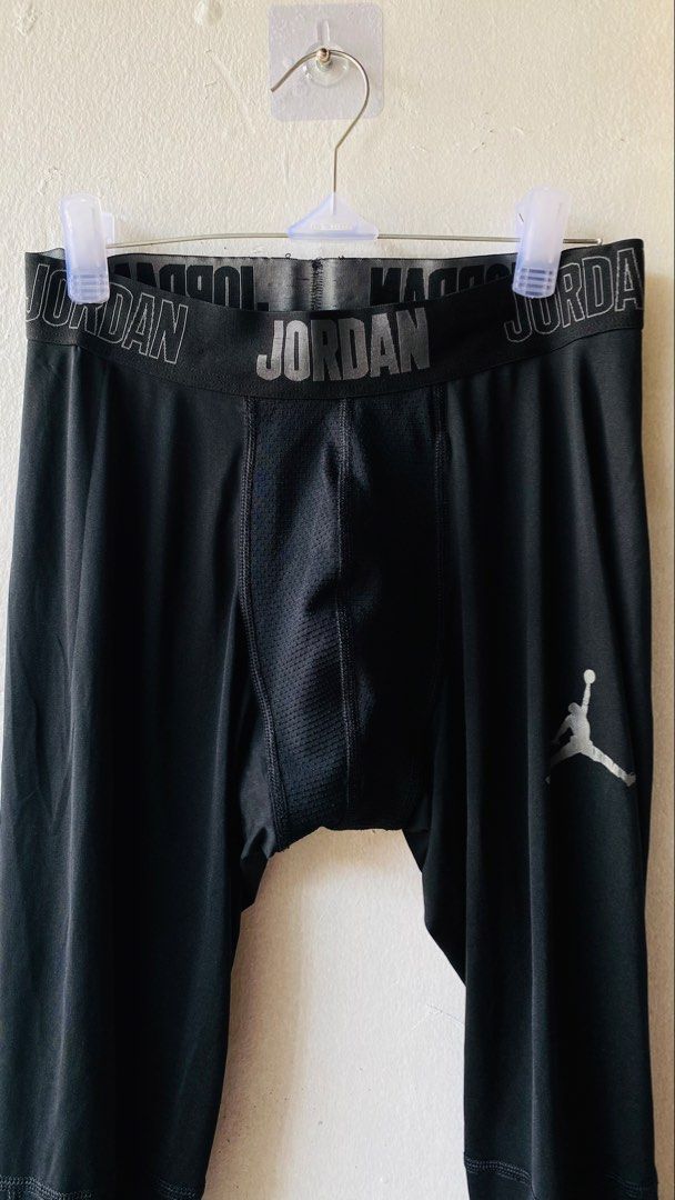 Jordan Black Kids Leggings (Category: Babies & Kids Fashion) located in Caloocan City. Submitted by lovemyclothes21 (Listing ID 1469416625, Image 3). Description: - Brand: Jordan - Size: Kids 7-8 years old - Color: Classic black with grey elastic waistband featuring Jordan wordmark - Branding: Metallic silver Jumpman logo on the left leg - Ventilation: Breathable mesh panels at the front crotch and lower calves - Ideal for: Sports practice, baske