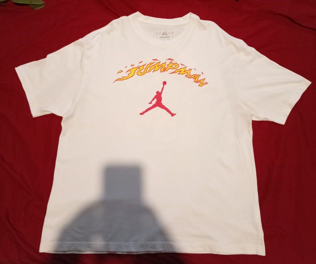 Jordan Fire Jumpman Logo Shirt (Category: Tshirts & Polo Shirts ) located in Tuguegarao City. Submitted by nibordelac60216 (Listing ID 1469526694, Image 1). Description: Large on tag Width 25 Length- 29 Excellent condition No issue Need wash only .