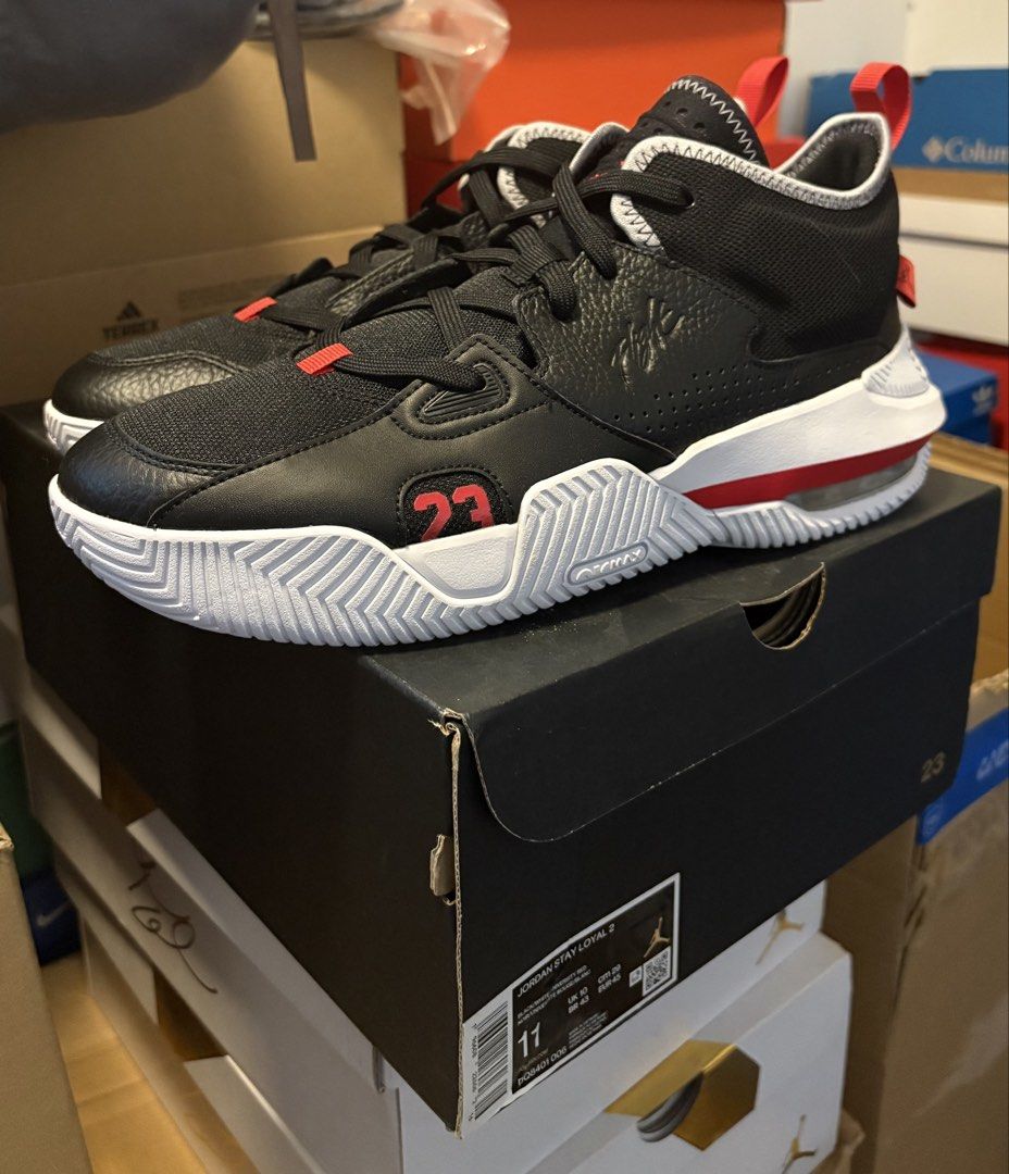 Jordan Stay Loyal 2 mens US11 (Category: Sneakers) located in Manila. Submitted by shoepatos4u (Listing ID 1469558041, Image 1). Description: Issue: With minor aole sep Mens us11/eur45/29cm black/white calf leather pull-tab at the heel signature Jumpman motif signature embroidered 23 logo front lace-up fastening round toe signature Air cushioning These styles are supplied by a premium and authenticated sneaker marketplace. Stocking only the most 