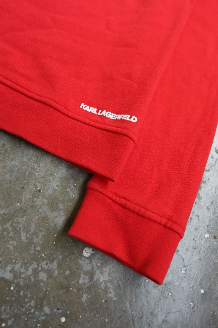 Karl Lagerfeld - Logo Sweater (Category: Coats, Jackets and Outerwear) located in Manila. Submitted by graymatter_ (Listing ID 1469453405, Image 3). Description: Karl Lagerfeld - Logo Sweater Tagged Size: M Condition: 9/10 Material: 100% Cotton Made in: Portugal Dimensions Length: 25 Width: 19.5 Shoulder: 16 Sleeve: 27.5.