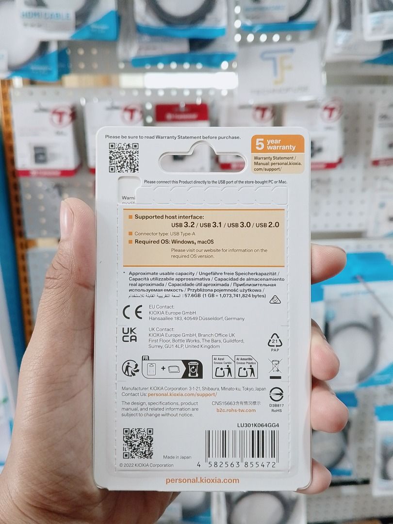 Kioxia Transmemory U301 64GB USB3.2 Gen 1 (Category: Office & Business Technology) located in Pasig City. Submitted by technofuseofficial (Listing ID 1469478643, Image 3). Description: Kioxia Transmemory U301 64GB USB3.2 Gen 1 Brand New and Original Items Store Location: 3Rd Floor Unit 303, 604 Shaw Boulevard, Barangay Kapitolyo, Pasig City Same Day Delivery: - Lalamove delivery within Metro Manila - For walk-ins: Always PM first for item availab