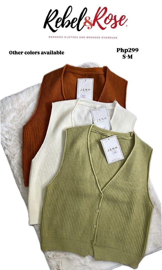 Knitted Vest (Category: Blouses) located in Manila. Submitted by krizasucga40217 (Listing ID 1469475606, Image 1). Description: SALE Php299 each.