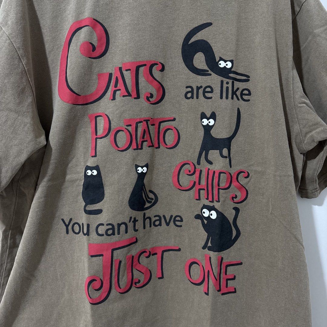 Ktees Oversized Cats Potato Chips Tattered Shirt (Category: Shirts) located in Bulacan. Submitted by laleesa_ (Listing ID 1469556335, Image 2). Description: Makapal tela Premium Ktees.