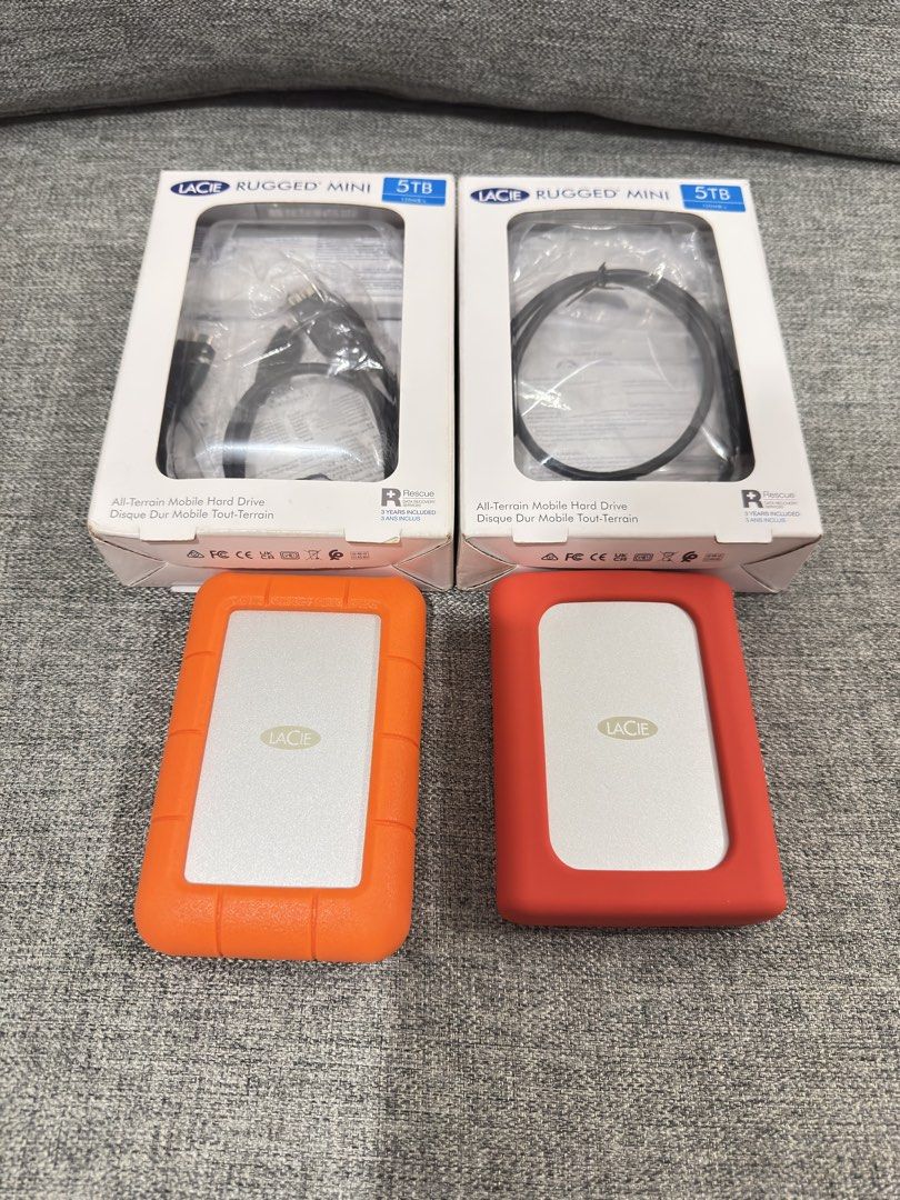 LaCie Rugged Mini 5TB All-Terrain External Hard Drive (Category: Hard Disks & Thumbdrives) located in Cainta. Submitted by dj_tom (Listing ID 1469525210, Image 3). Description: 🔥 FOR SALE — LaCie Rugged Mini External Hard Drive | 5TB 💾 Price: ₱14,999 EACH Details: * Brand: LaCie Rugged Mini External Hard Drive * Capacity: 5TB * Condition: Brand new, opened only for inspection and testing * Protection: Iconic orange and orange -red rubber bumper