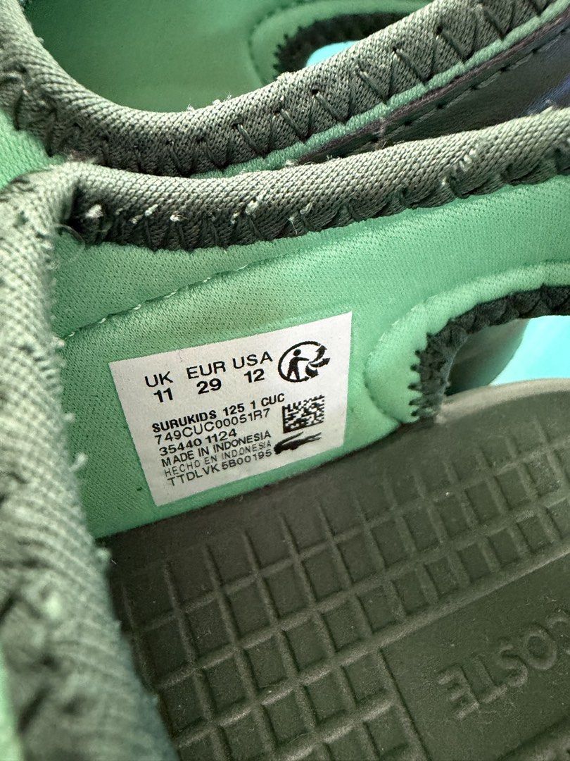 Lacoste Kids Sandals (Category: Babies & Kids Fashion) located in Las Pinas. Submitted by melissaescano (Listing ID 1469401866, Image 2). Description: Lacoste Kids Sandals Size US 12 Used a few times, just needs cleaning.