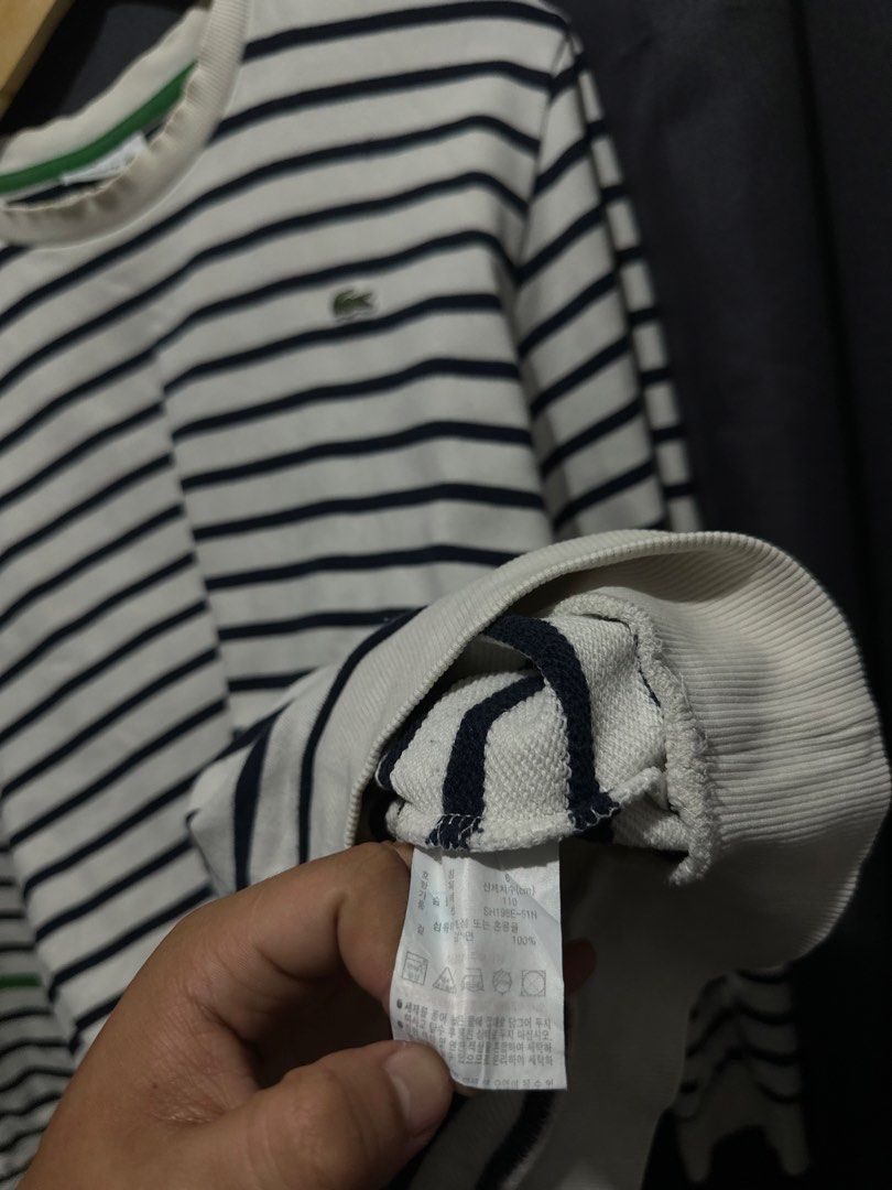 Lacoste Striped Crewneck Sweatshirt (Category: Coats, Jackets and Outerwear) located in Buenavista. Submitted by themodernrack (Listing ID 1469442353, Image 2). Description: NOTE: Details on photos provided, kindly check thank you!.