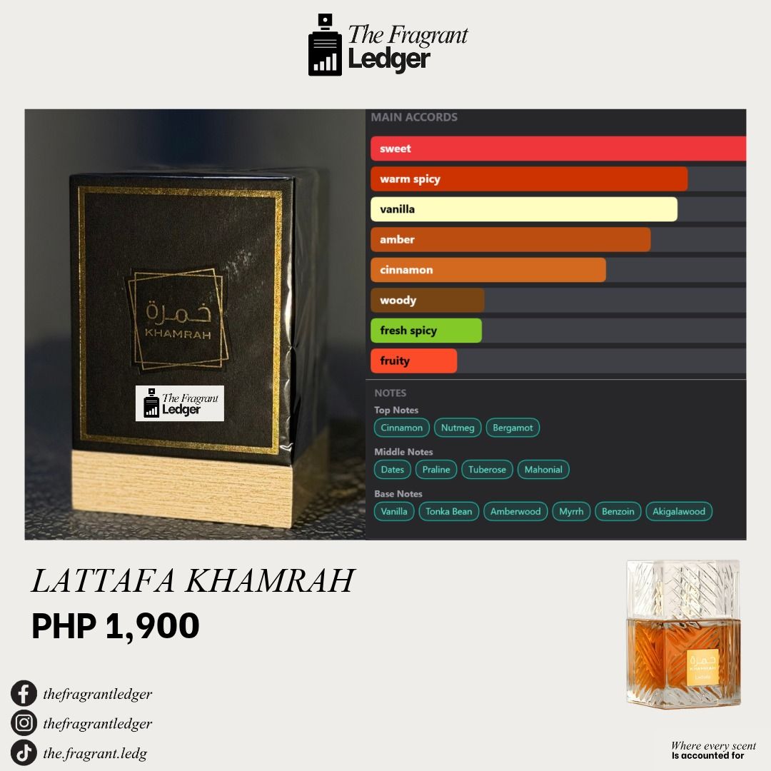 LATTAFA KHAMRAH (Category: Fragrance & Deodorants) located in Angeles City. Submitted by thefragrantledger (Listing ID 1469537932, Image 1). Description: .