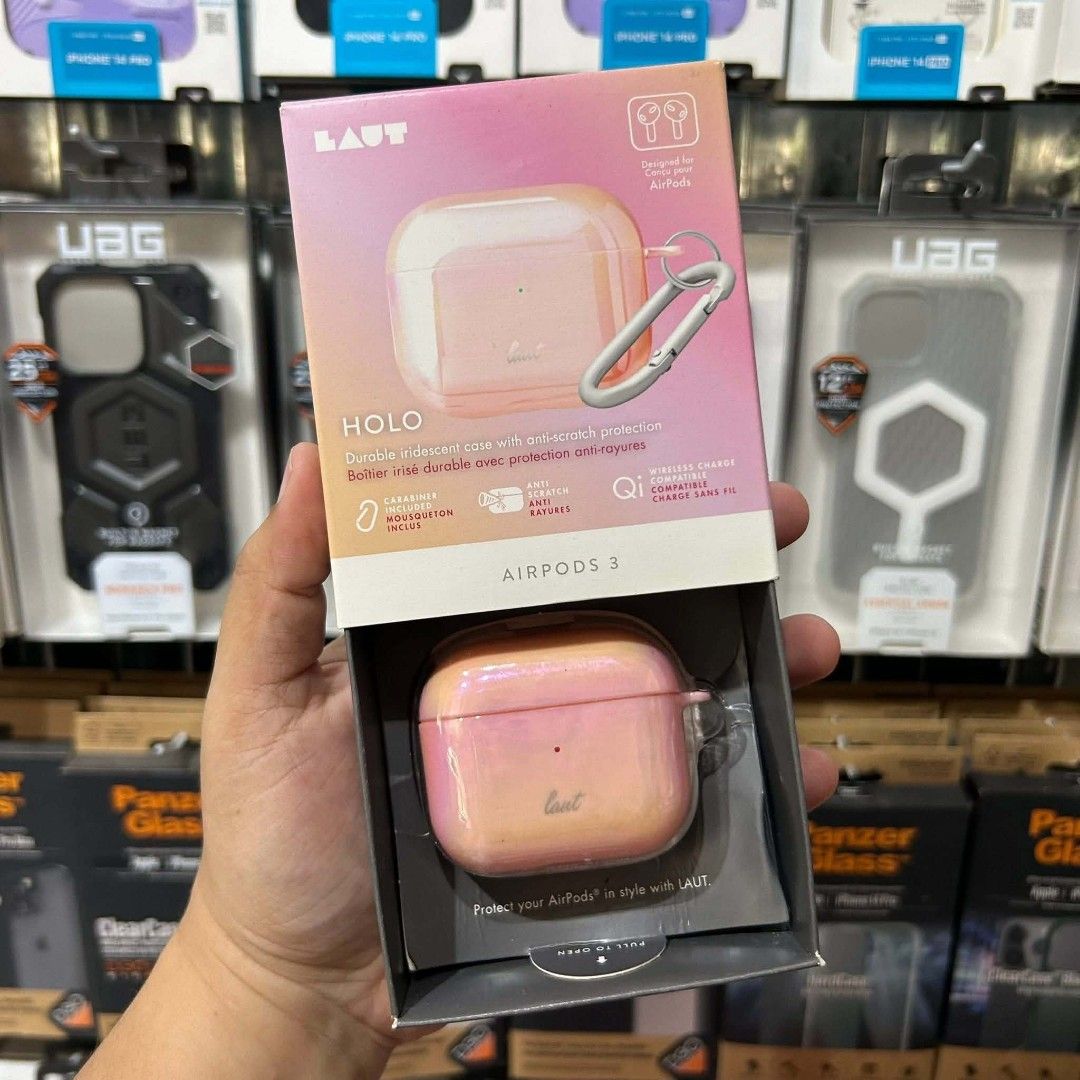 LAUT AirPods 3 Cases (Category: Cases & Sleeves) located in Las Pinas. Submitted by raebelran (Listing ID 1469455487, Image 3). Description: - Designed exclusively for Apple AirPods 3 - Durable polycarbonate material for daily scratch protection - Wireless charging compatible (works with standard Qi chargers) - Includes a convenient carabiner clip for bags and keys - Stylish dark speckled design with multi-colored fragments - Brand new in origina