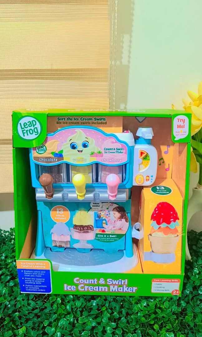 Leapfrog Count and Swirl Ice cream Maker (Category: Educational & Learning Toys) located in Quezon City. Submitted by mhoniqvela04 (Listing ID 1469544090, Image 1). Description: Orig Brandnew Complete set Working Well Batteries included Good box-Perfect gift Actual pic posted pm for vid.